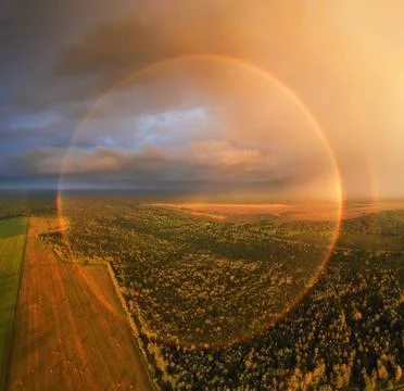 Rainbow at the sunset Stock Photos