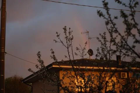 Rainbow at sunset Foto stock