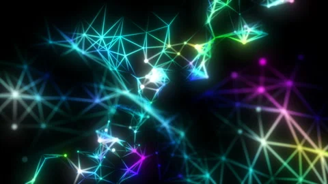 Rainbow surface.Abstract futuristic electronic background.Neural network and big Stock Footage 103120725