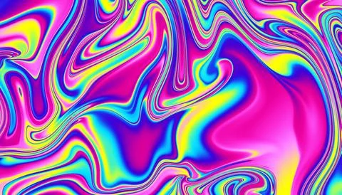Rainbow swirling pattern with vivid neon pink, yellow and blue tones. Excellent Stock Illustration