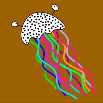 Rainbow tail jellyfish Stock Illustration