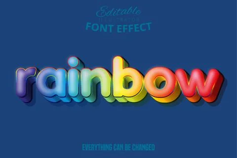 Rainbow text effect, editable text Stock Illustration