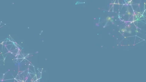 Rainbow threads in the corners of the screen.Blue plexus and lightning abstract Stock Footage 99040781