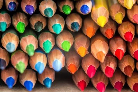 Rainbow tips pencils Stock Photos