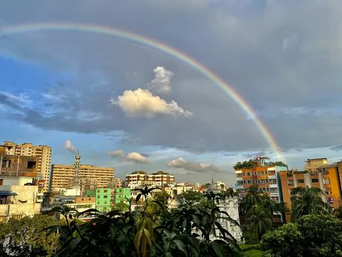Rainbow in town Stock Photos