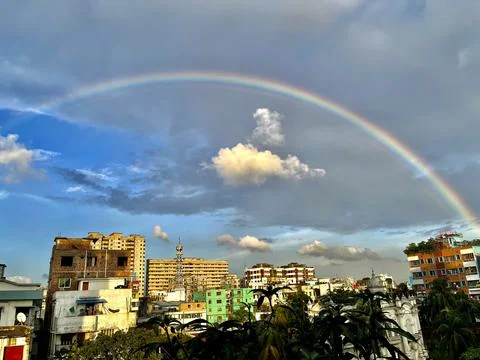Rainbow in town Stock Photos