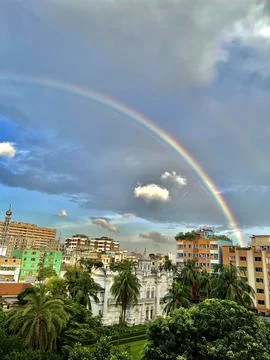 Rainbow in town Stock Photos