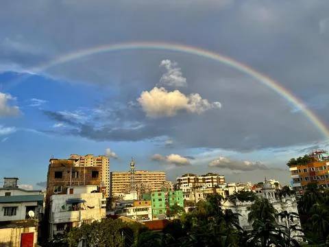 Rainbow in town Stock Photos