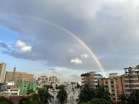 Rainbow in town Stock Photos