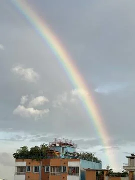 Rainbow in town Stock Photos