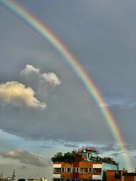 Rainbow in town Stock Photos