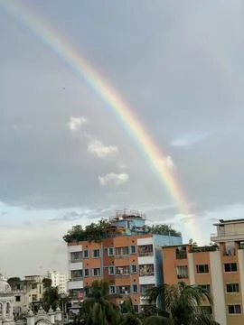 Rainbow in town Stock Photos