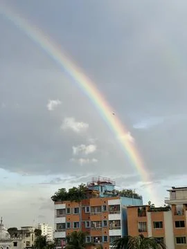 Rainbow in town Stock Photos