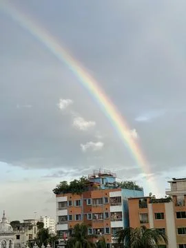 Rainbow in town Stock Photos