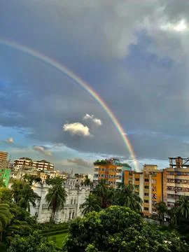 Rainbow in town Stock Photos
