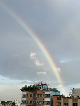 Rainbow in town Stock Photos