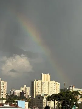 Rainbow in town Stock Photos