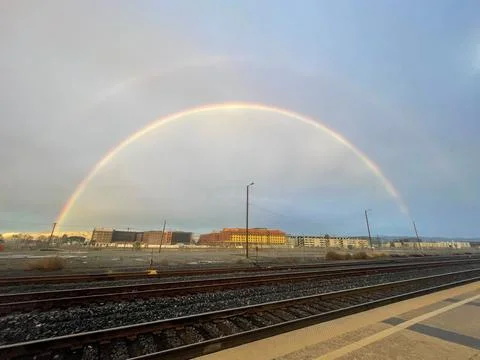 Rainbow at the Train Tracks 写真素材
