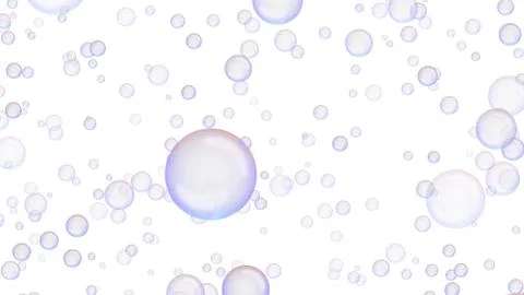 Rainbow transparent soap bubbles isolated on white background. 3d abstract il Stock Illustration