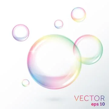 Rainbow transparent vector soap bubbles Stock Illustration