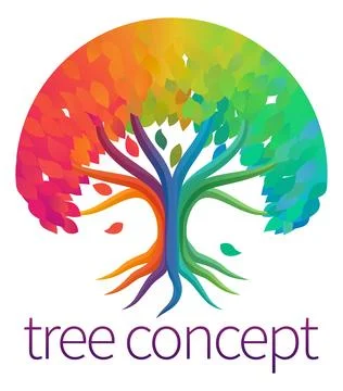 Rainbow Tree Abstract Stylised Concept Design Icon Stock Illustration