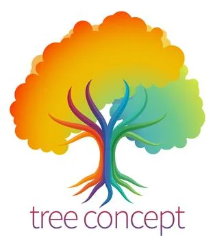 Rainbow Tree Abstract Stylised Concept Design Icon Stock Illustration