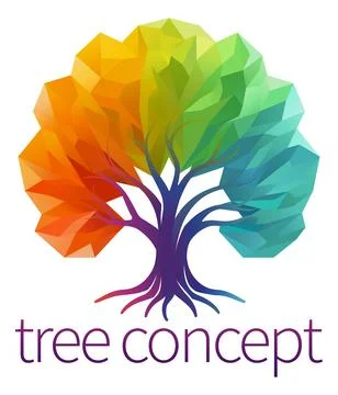 Rainbow Tree Abstract Stylised Concept Design Icon Stock Illustration