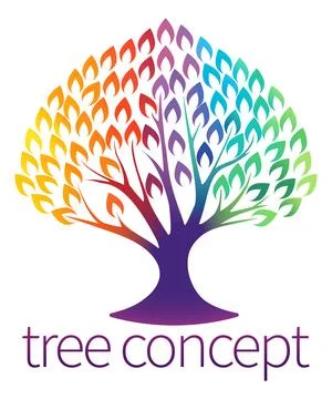 Rainbow Tree Abstract Stylised Concept Design Icon Illustrazione stock