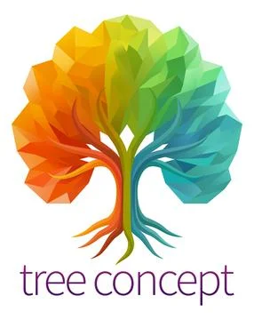 Rainbow Tree Abstract Stylised Concept Design Icon Illustrazione stock