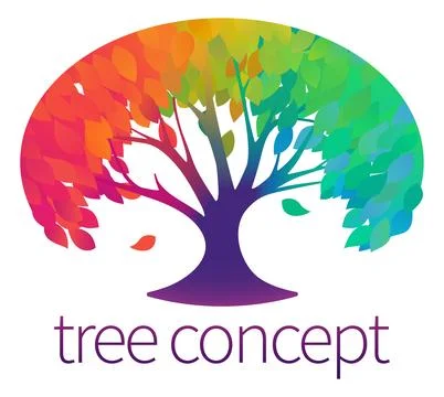 Rainbow Tree Abstract Stylised Concept Design Icon Stock Illustration