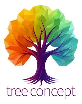 Rainbow Tree Abstract Stylised Concept Design Icon Stock Illustration