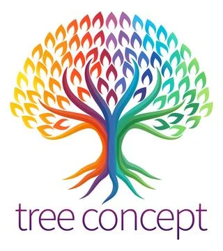 Rainbow Tree Abstract Stylised Concept Design Icon Stock Illustration
