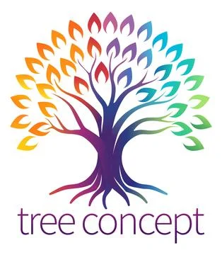 Rainbow Tree Abstract Stylised Concept Design Icon Stock Illustration