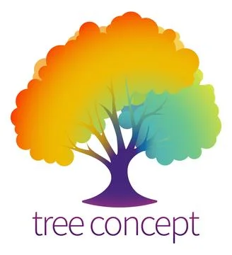 Rainbow Tree Abstract Stylised Concept Design Icon Stock Illustration