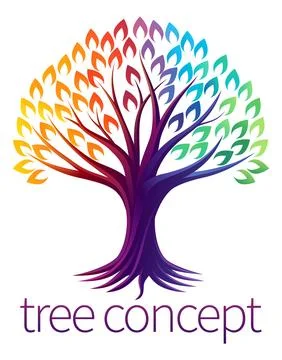 Rainbow Tree Abstract Stylised Concept Design Icon Stock Illustration