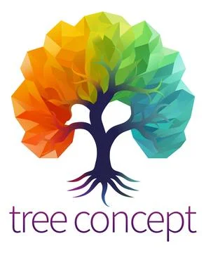 Rainbow Tree Abstract Stylised Concept Design Icon Illustrazione stock