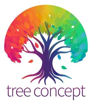 Rainbow Tree Abstract Stylised Concept Design Icon Stock Illustration