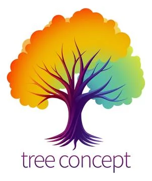 Rainbow Tree Abstract Stylised Concept Design Icon Illustrazione stock