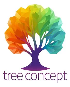 Rainbow Tree Abstract Stylised Concept Design Icon Stock Illustration