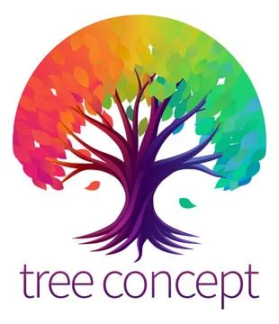 Rainbow Tree Abstract Stylised Concept Design Icon Stock Illustration