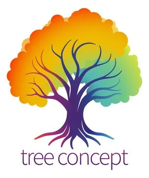 Rainbow Tree Abstract Stylised Concept Design Icon Illustrazione stock