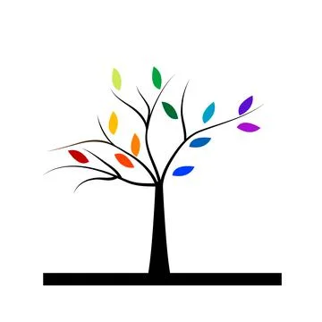 Rainbow tree isolated over white background Stock Illustration