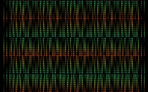 Rainbow triangle reverse tiny group pattern faded all in line on black screen Stock Footage 139814398