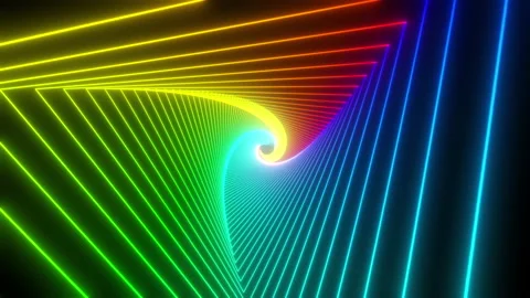 Rainbow triangle tunnel. Seamless 4K animation. Abstract motion screen Stock Footage 137547680