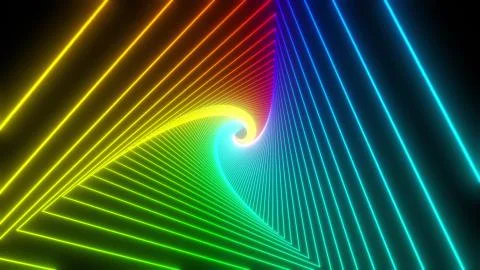 Rainbow triangle tunnel. Seamless 4K animation. Abstract motion screen イラスト素材