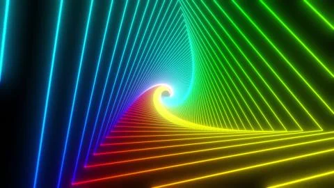 Rainbow triangle tunnel. Seamless 4K animation. Abstract motion screen Illustrazione stock