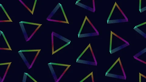 Rainbow triangles geometric pattern on black background Stock Footage 285686955