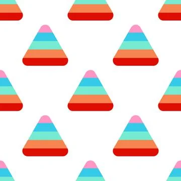 Rainbow triangles pattern on white background. Seamless vector texture. Stock Illustration