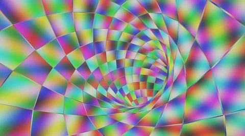 Rainbow tunnel funnel with gradient. Iridescent wormhole in 3d render digital イラスト素材