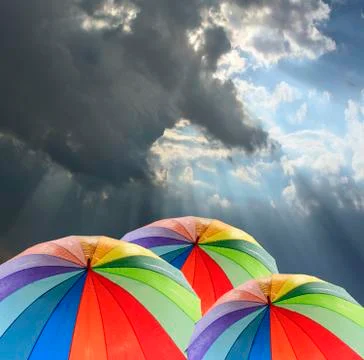 Rainbow umbrella Stock Photos